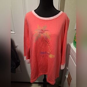 Fresh Produce Coral Palm Tree Graphic Sweatshirt Size Medium